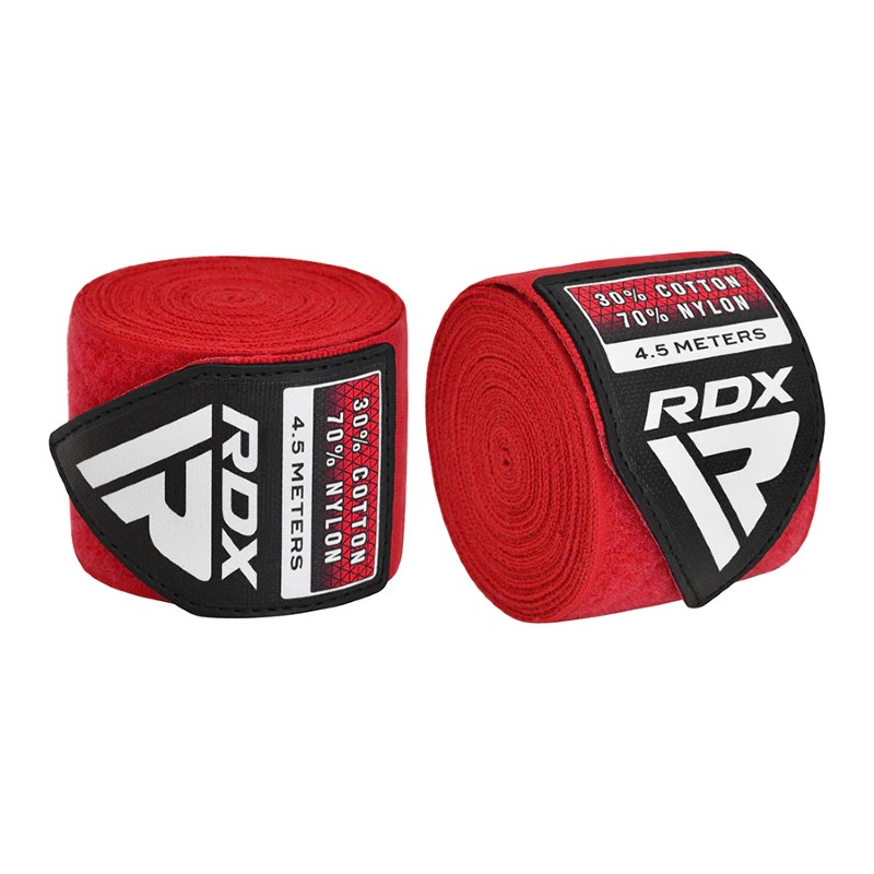 RDX Sports WX 4.5m Elasticated Hand Wraps with Thumb Loops (Red)